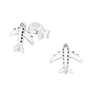Sterling Silver Airplane Stud Earrings